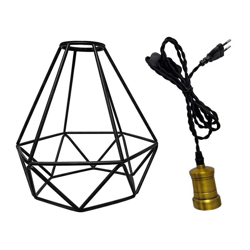 Geometrische kooi metalen hanglamp industrieel restaurant hanglamp zwart Clearhalo