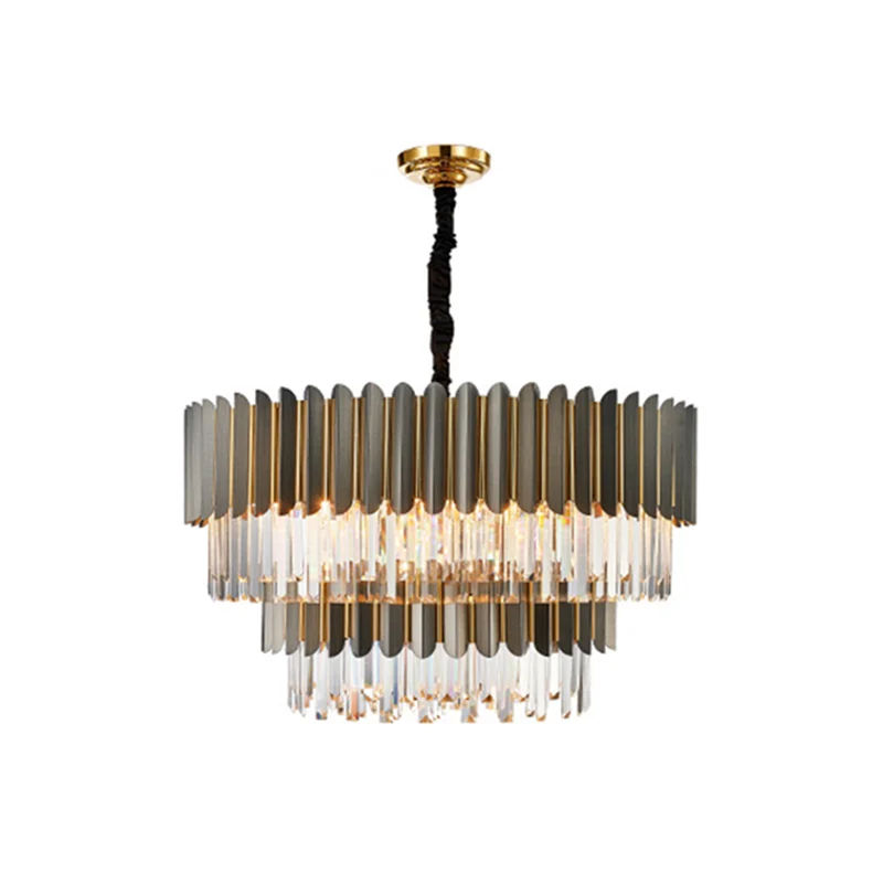 Geometrische kroonluchter lichte eenvoud tri-prisma kristallen woonkamer hanglamp zwart Clearhalo