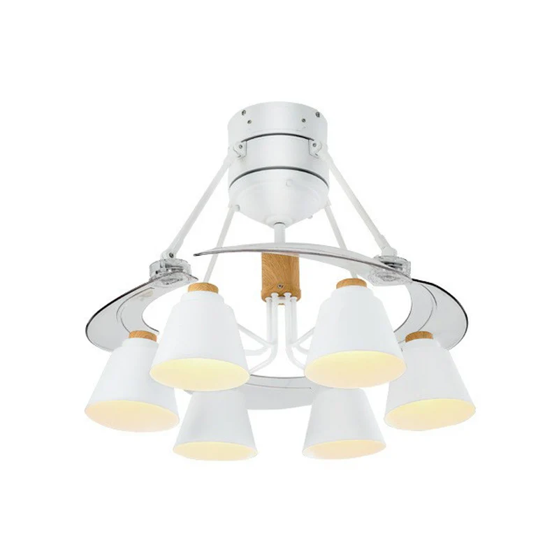 Geometrische metalen semi-inbouwverlichting, hedendaagse witte hangende ventilatorlamp, 48" breed Clearhalo