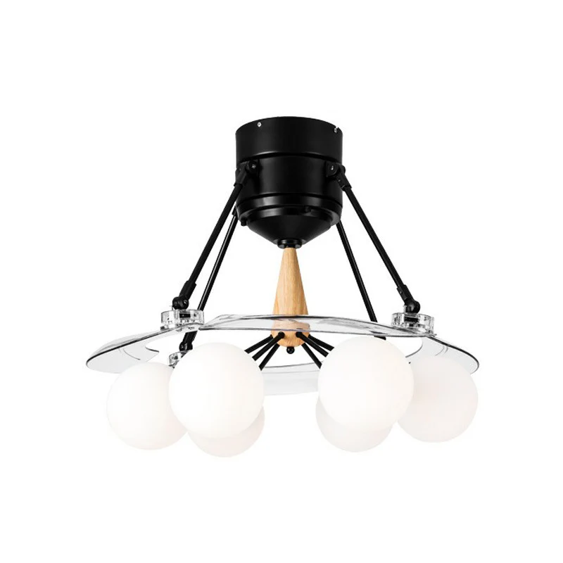 Geometrische metalen semi-inbouwverlichting, hedendaagse witte hangende ventilatorlamp, 48" breed Clearhalo