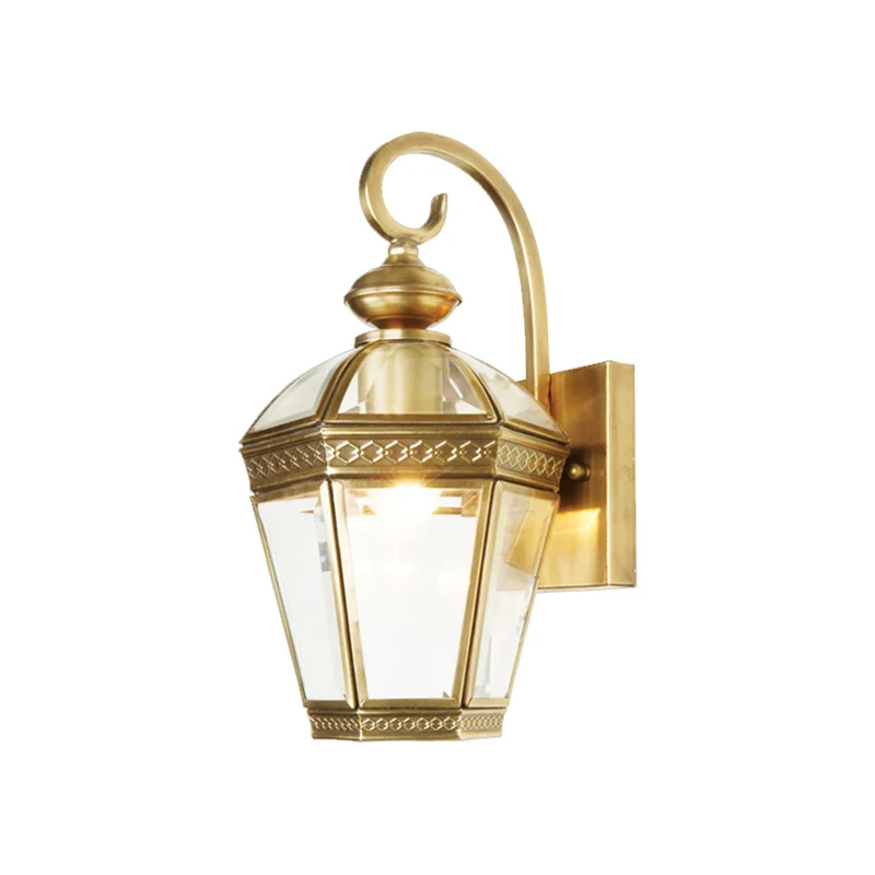 Geometrische metalen wandkandelaar Traditionele foyer-wandgemonteerde lamp met 1 lamp goud Clearhalo