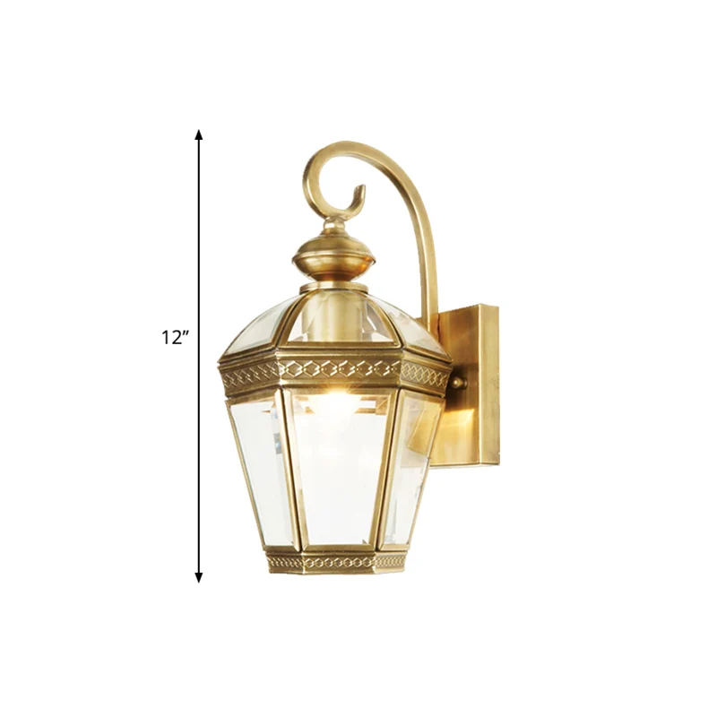 Geometrische metalen wandkandelaar Traditionele foyer-wandgemonteerde lamp met 1 lamp goud Clearhalo