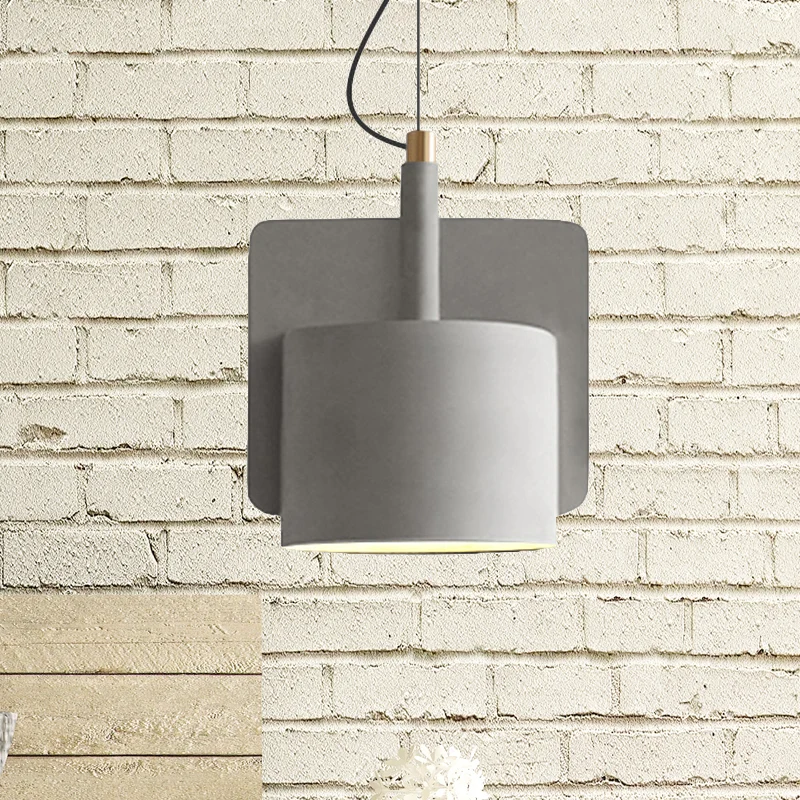 Geometrische plafondhanglamp industrieel cement 1 lichtgrijs/beige/roze hangende plafondlamp, 6"/8"/9"W Clearhalo