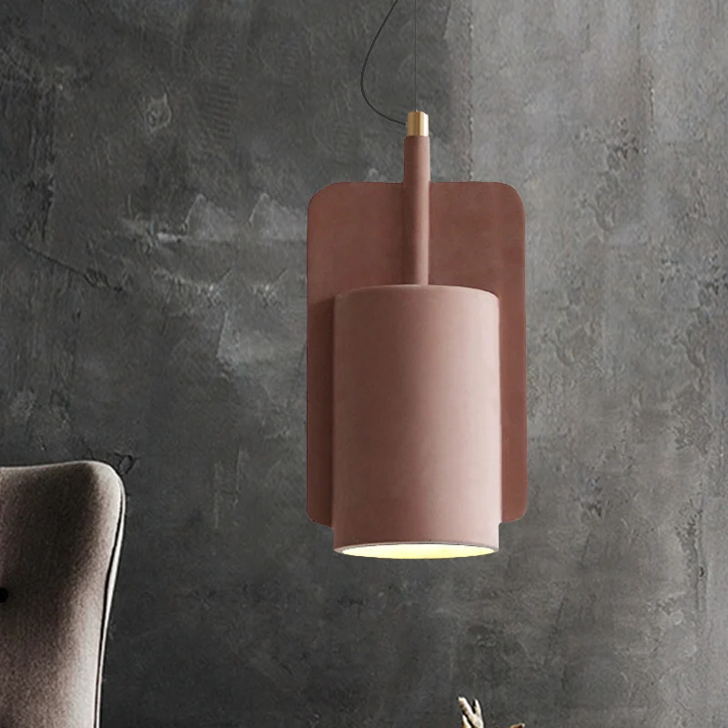 Geometrische plafondhanglamp industrieel cement 1 lichtgrijs/beige/roze hangende plafondlamp, 6"/8"/9"W Clearhalo