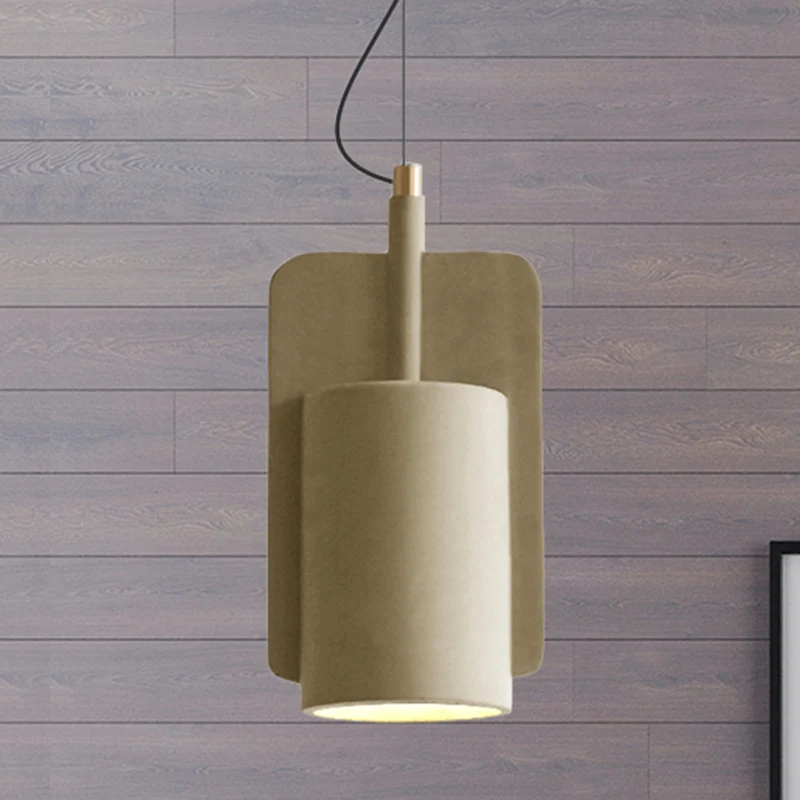 Geometrische plafondhanglamp industrieel cement 1 lichtgrijs/beige/roze hangende plafondlamp, 6"/8"/9"W Clearhalo