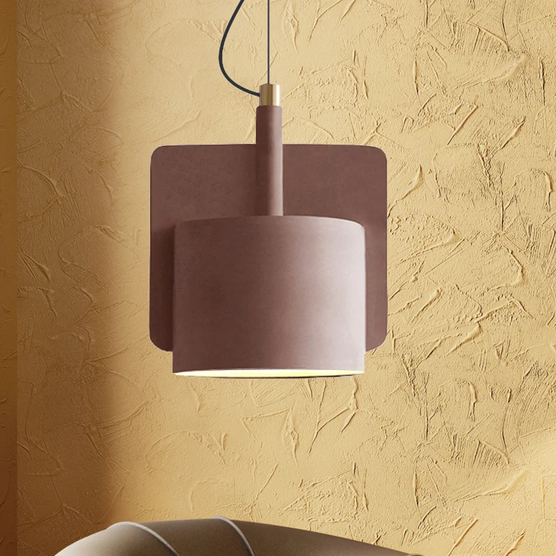 Geometrische plafondhanglamp industrieel cement 1 lichtgrijs/beige/roze hangende plafondlamp, 6"/8"/9"W Clearhalo