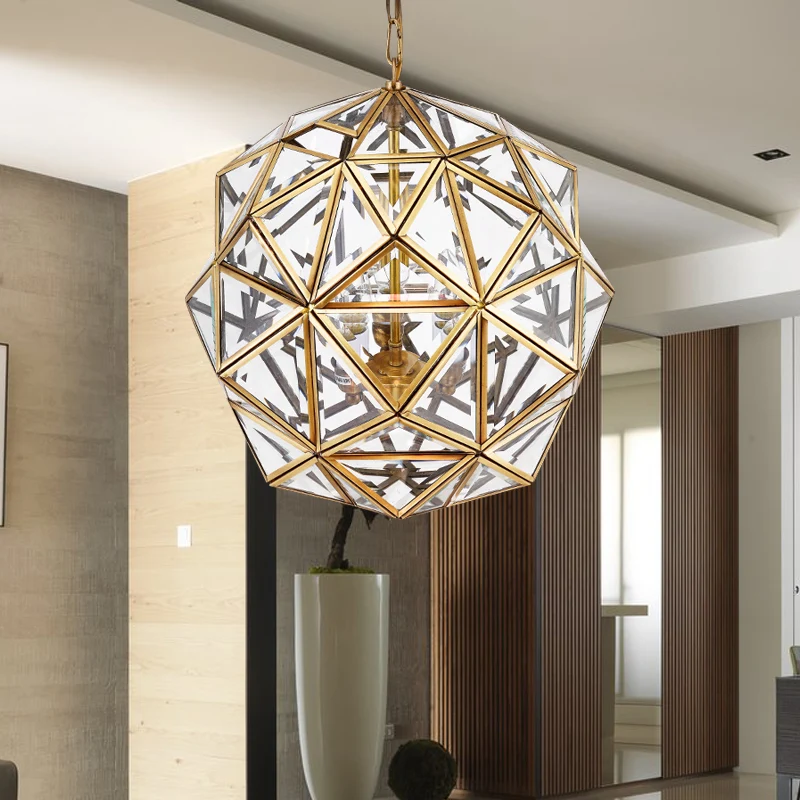 Geometrische plafondkroonluchter modernisme helder glas 3 koppen hangende lichtarmatuur voor woonkamer Clearhalo