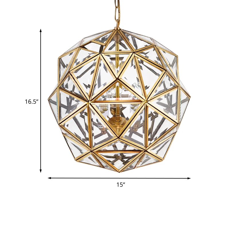 Geometrische plafondkroonluchter modernisme helder glas 3 koppen hangende lichtarmatuur voor woonkamer Clearhalo