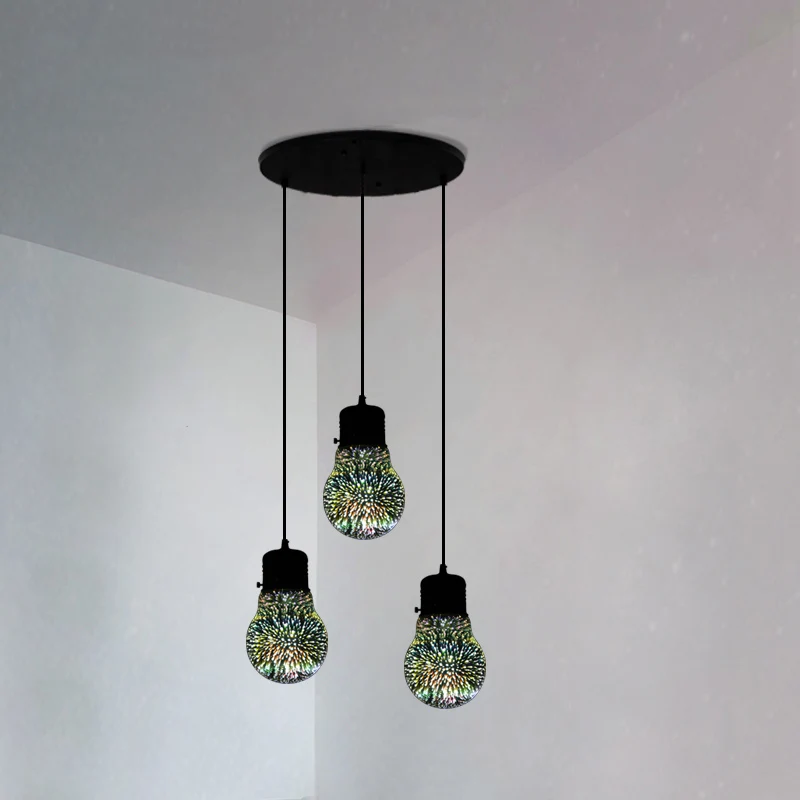 Geometrische restaurant multi-licht hanger 3D glas moderne stijl hangende verlichting zwart Clearhalo