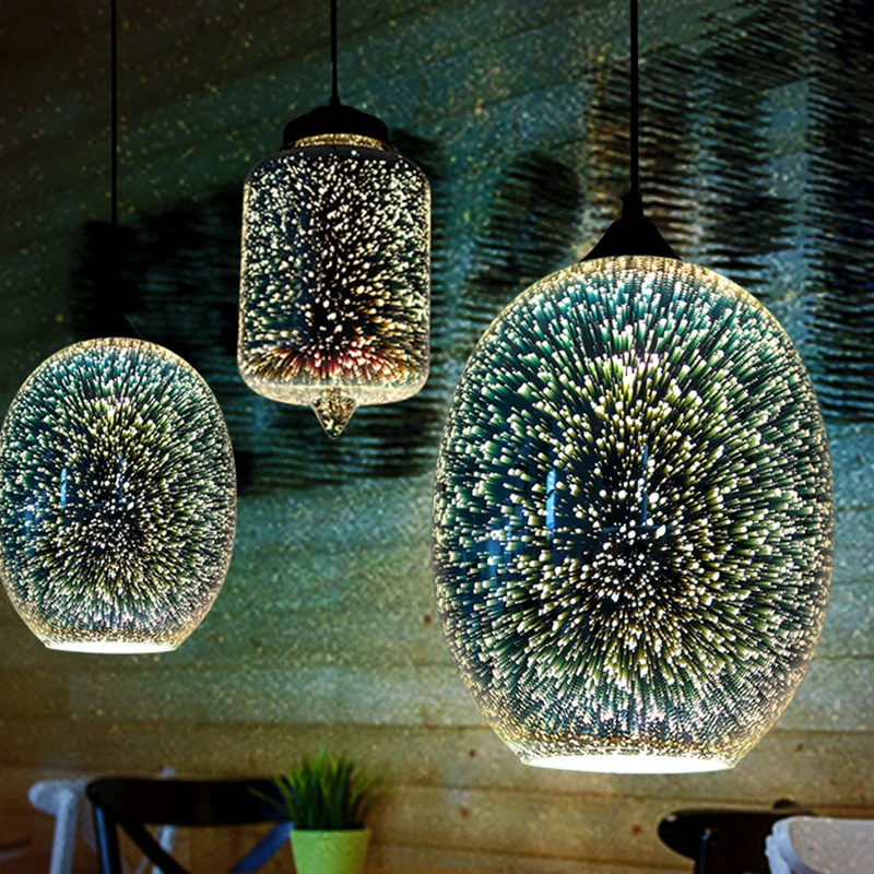 Geometrische restaurant multi-licht hanger 3D glas moderne stijl hangende verlichting zwart Clearhalo