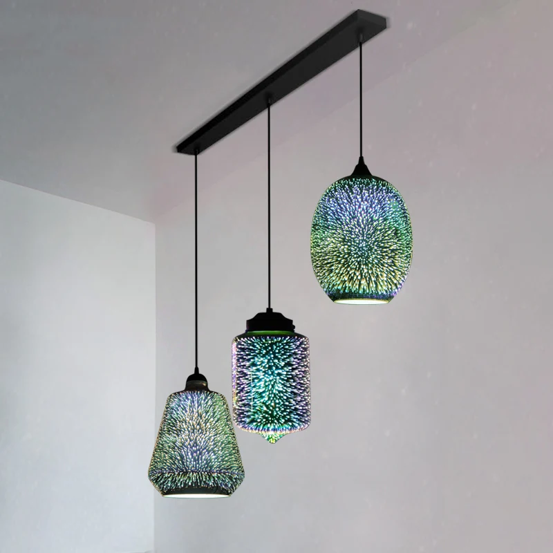 Geometrische restaurant multi-licht hanger 3D glas moderne stijl hangende verlichting zwart Clearhalo