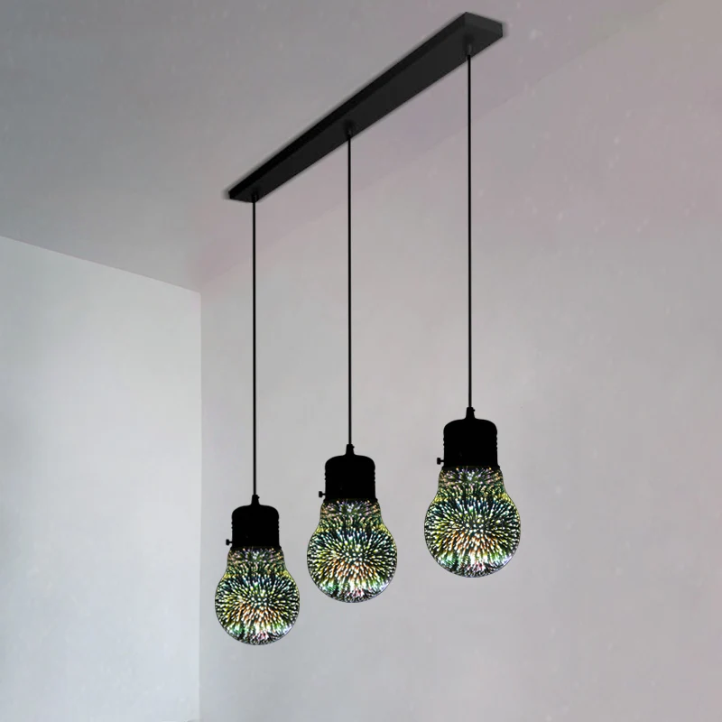 Geometrische restaurant multi-licht hanger 3D glas moderne stijl hangende verlichting zwart Clearhalo
