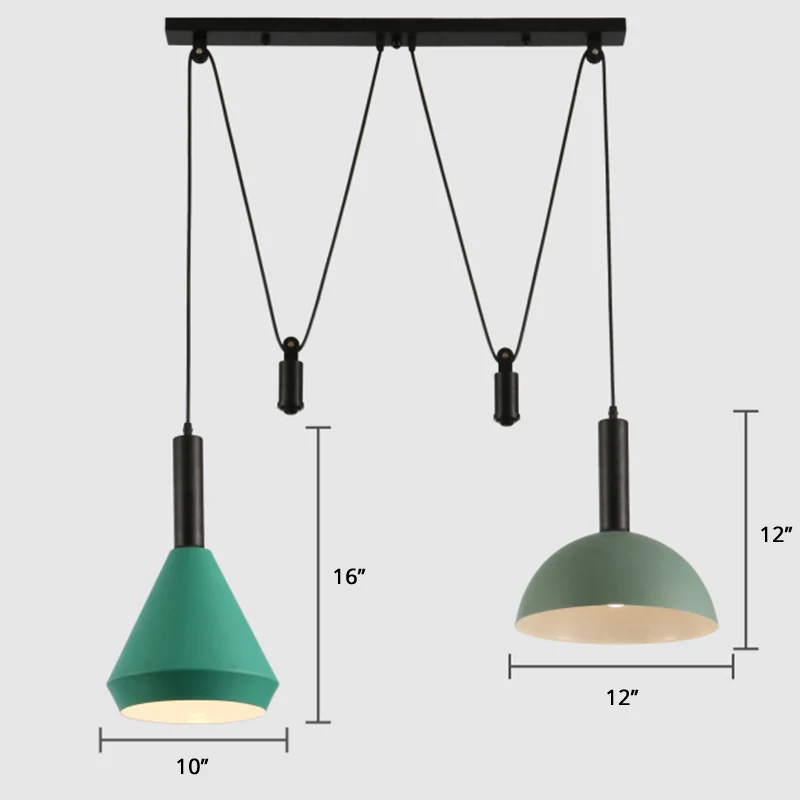 Geometrische schaduwclusterhanger Scandinavische aluminium 2-lichts restauranthanglamp met katrol Clearhalo