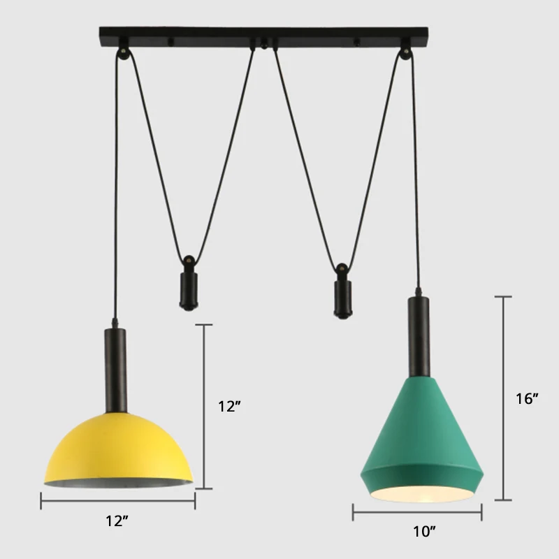 Geometrische schaduwclusterhanger Scandinavische aluminium 2-lichts restauranthanglamp met katrol Clearhalo