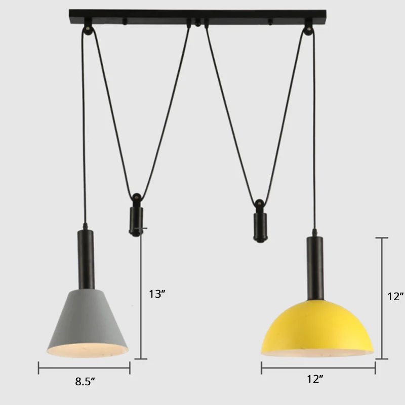 Geometrische schaduwclusterhanger Scandinavische aluminium 2-lichts restauranthanglamp met katrol Clearhalo
