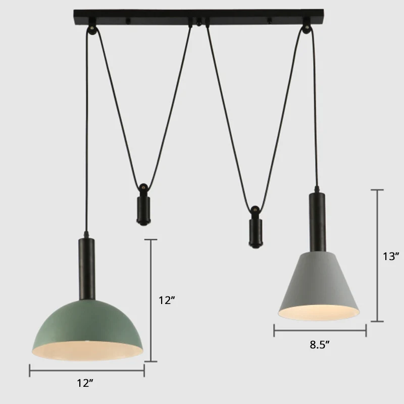 Geometrische schaduwclusterhanger Scandinavische aluminium 2-lichts restauranthanglamp met katrol Clearhalo