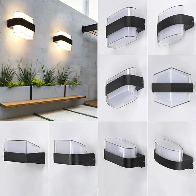 Geometrische schansverlichting Modern acryl balkon LED-wandlamp getextureerd zwart Clearhalo