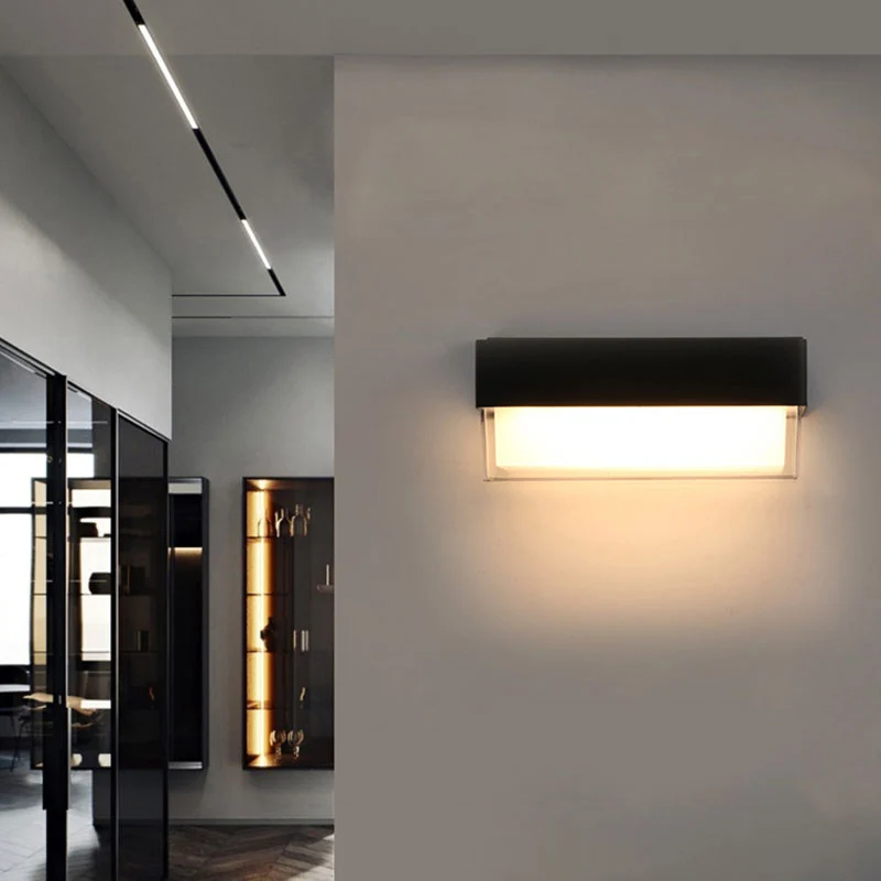 Geometrische schansverlichting Modern acryl balkon LED-wandlamp getextureerd zwart Clearhalo