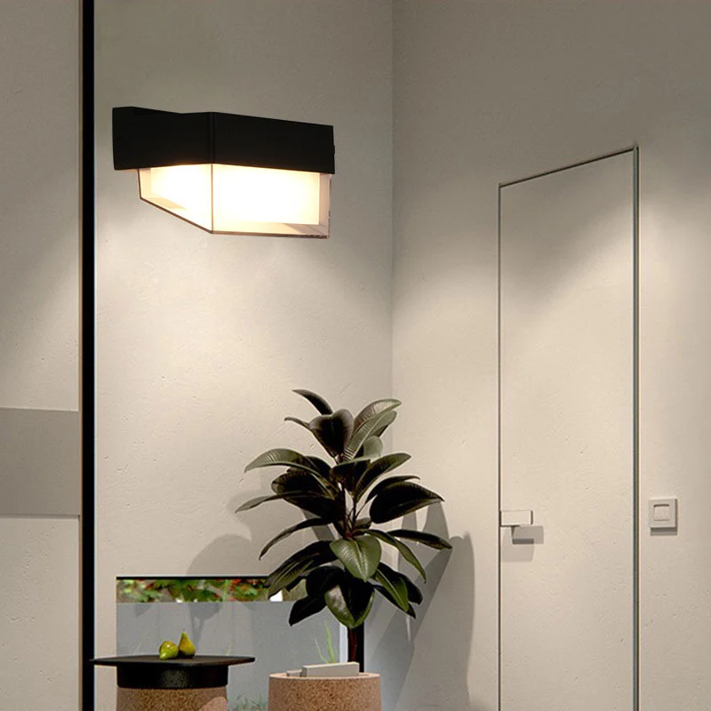 Geometrische schansverlichting Modern acryl balkon LED-wandlamp getextureerd zwart Clearhalo