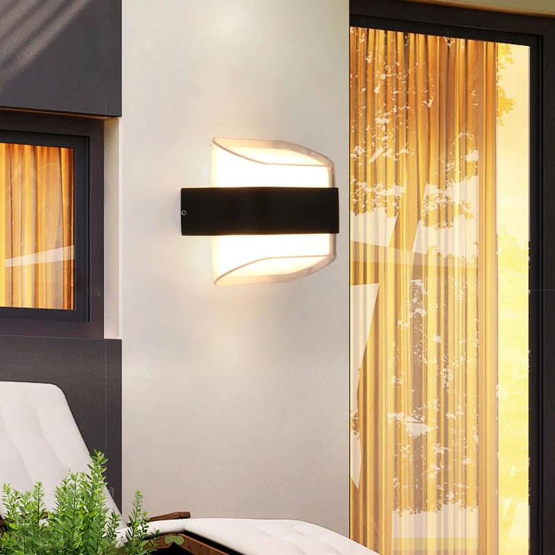 Geometrische schansverlichting Modern acryl balkon LED-wandlamp getextureerd zwart Clearhalo