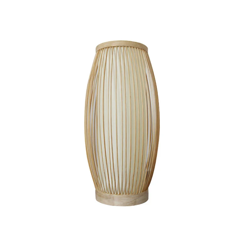 Geometrische vorm bamboe nachtlamp Aziatische houten tafellamp met één lamp voor slaapkamer Clearhalo
