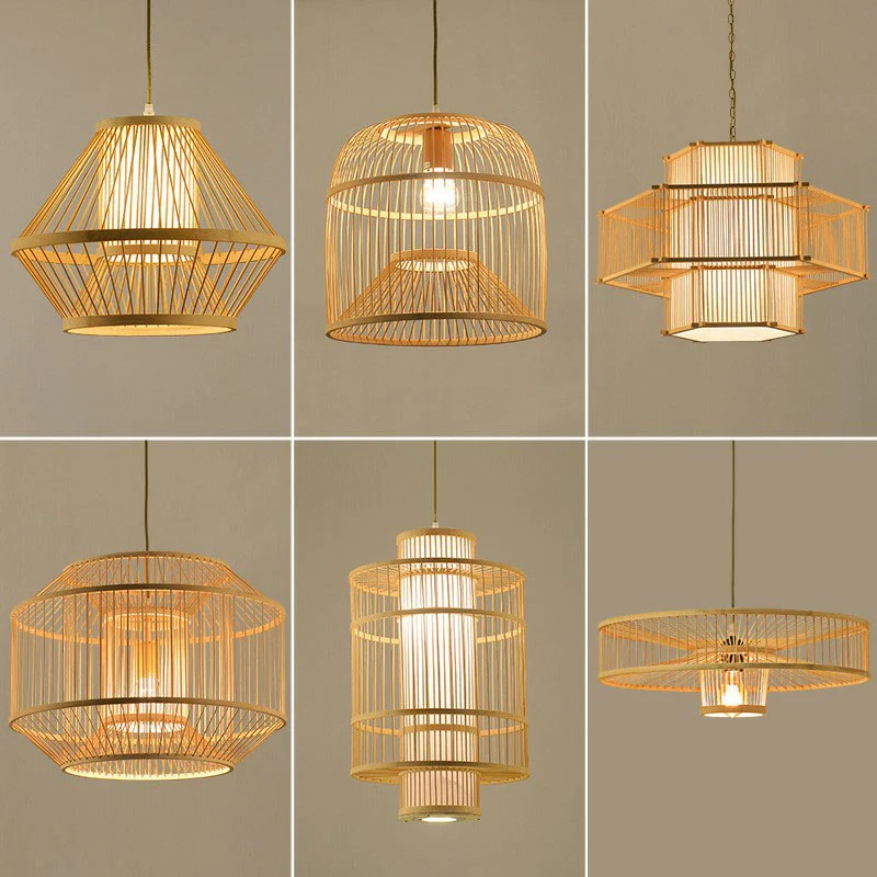 Geometrische vorm gastenkamer hanglamp bamboe enkele Aziatische hanglamp hout Clearhalo