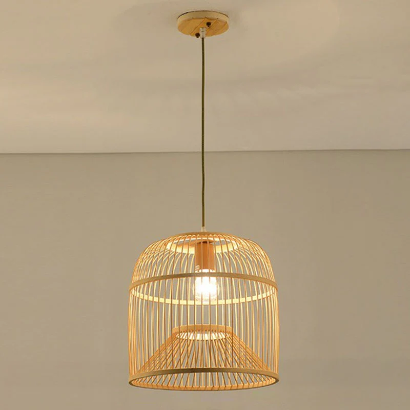 Geometrische vorm gastenkamer hanglamp bamboe enkele Aziatische hanglamp hout Clearhalo