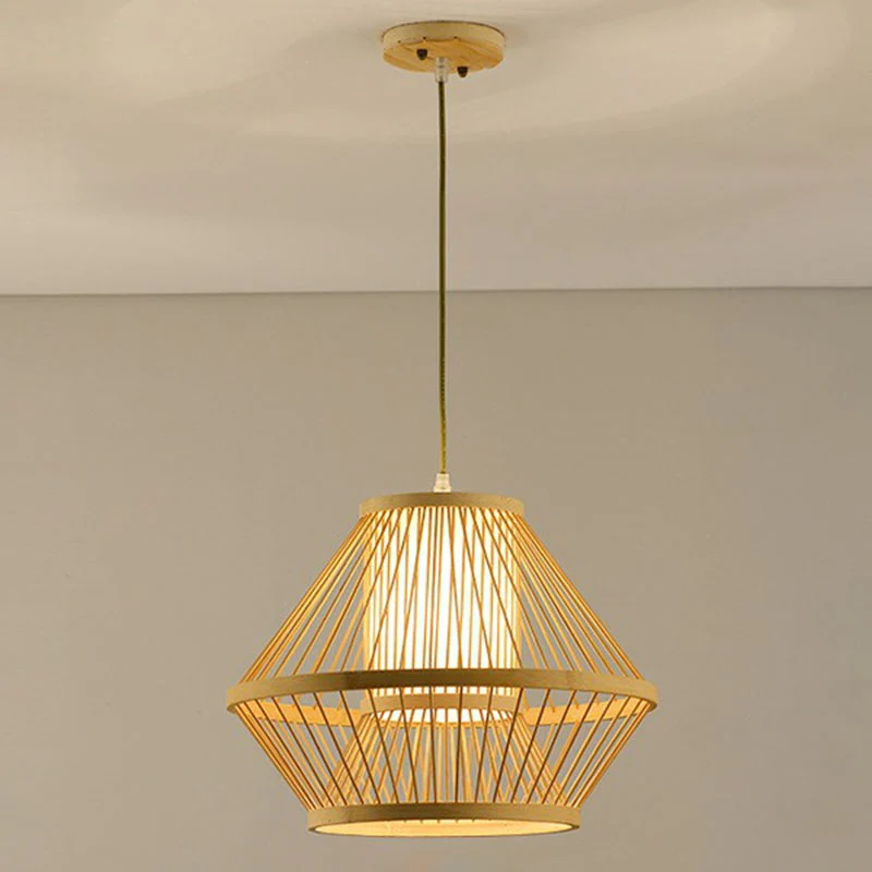 Geometrische vorm gastenkamer hanglamp bamboe enkele Aziatische hanglamp hout Clearhalo