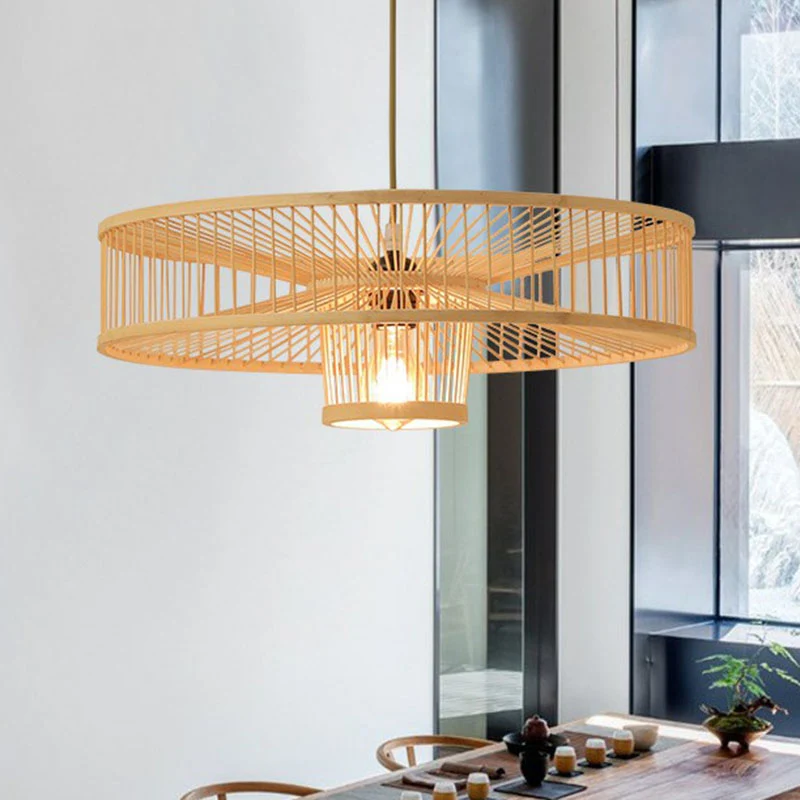 Geometrische vorm gastenkamer hanglamp bamboe enkele Aziatische hanglamp hout Clearhalo
