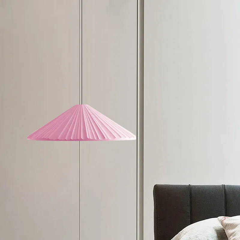 Geribbelde conische hanglamp Macaron hars eenpersoonsbed hanglamp wit/roze/blauw Clearhalo