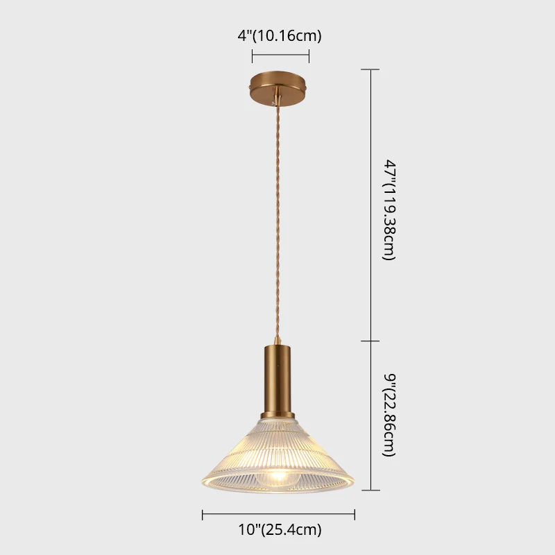 Geribbelde glazen kap hanglamp Eenvoudige stijl enkele lamp hanglamp voor slaapkamer Clearhalo
