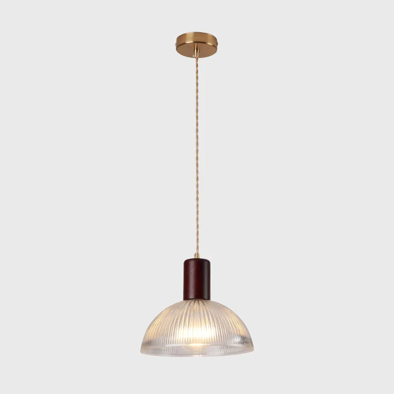 Geribbelde glazen kap hanglamp Eenvoudige stijl enkele lamp hanglamp voor slaapkamer Clearhalo