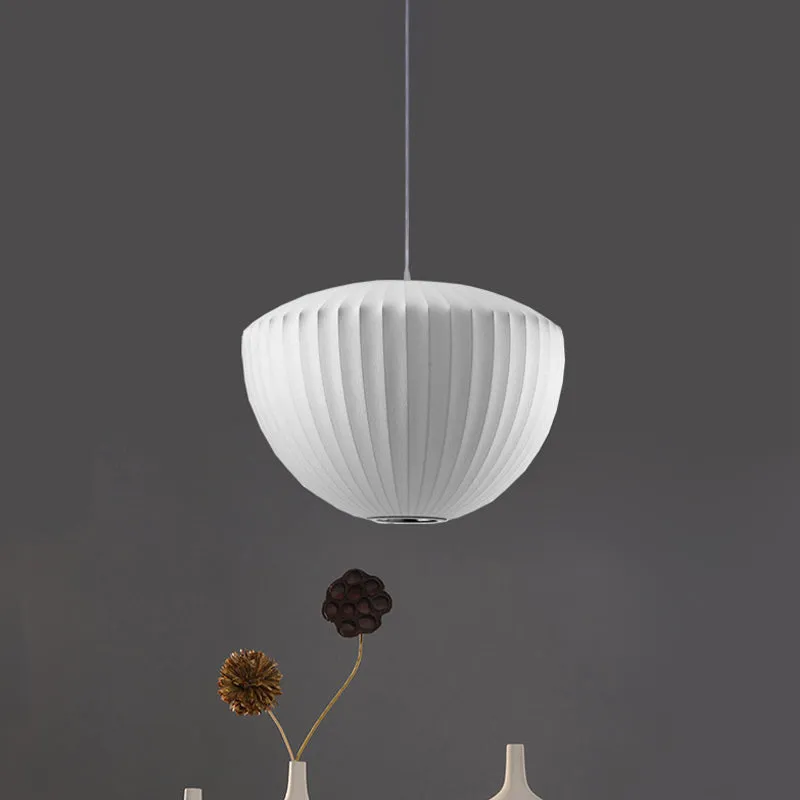 Geribbelde kom Rayon hanglamp Minimalistische 1-lichts witte plafondhanglamp voor lounge Clearhalo