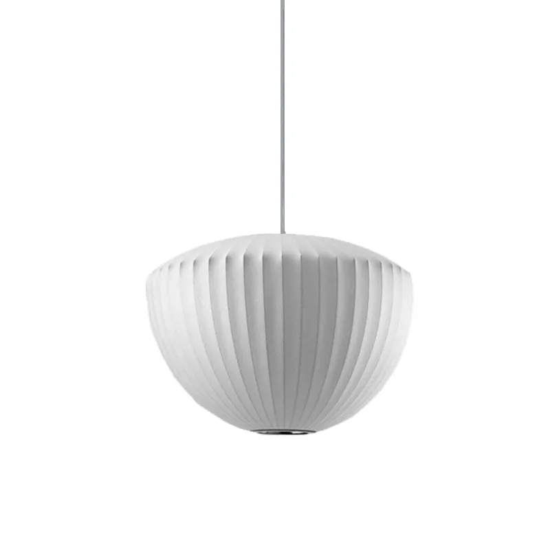 Geribbelde kom Rayon hanglamp Minimalistische 1-lichts witte plafondhanglamp voor lounge Clearhalo