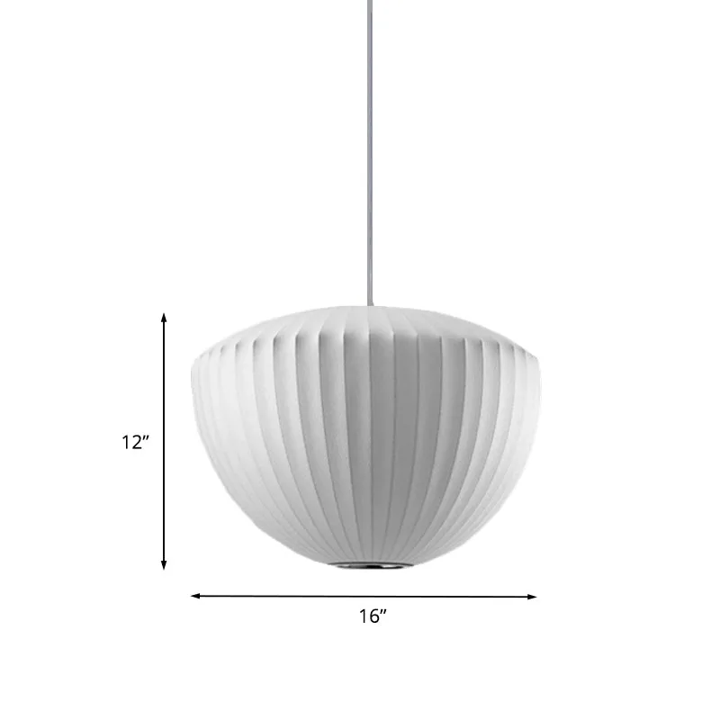 Geribbelde kom Rayon hanglamp Minimalistische 1-lichts witte plafondhanglamp voor lounge Clearhalo