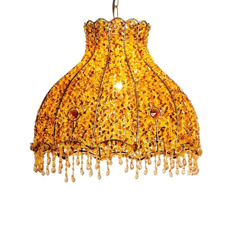 Geschulpte restaurant hanglamp decoratief metaal 1 kop geel hangend plafondlicht Clearhalo
