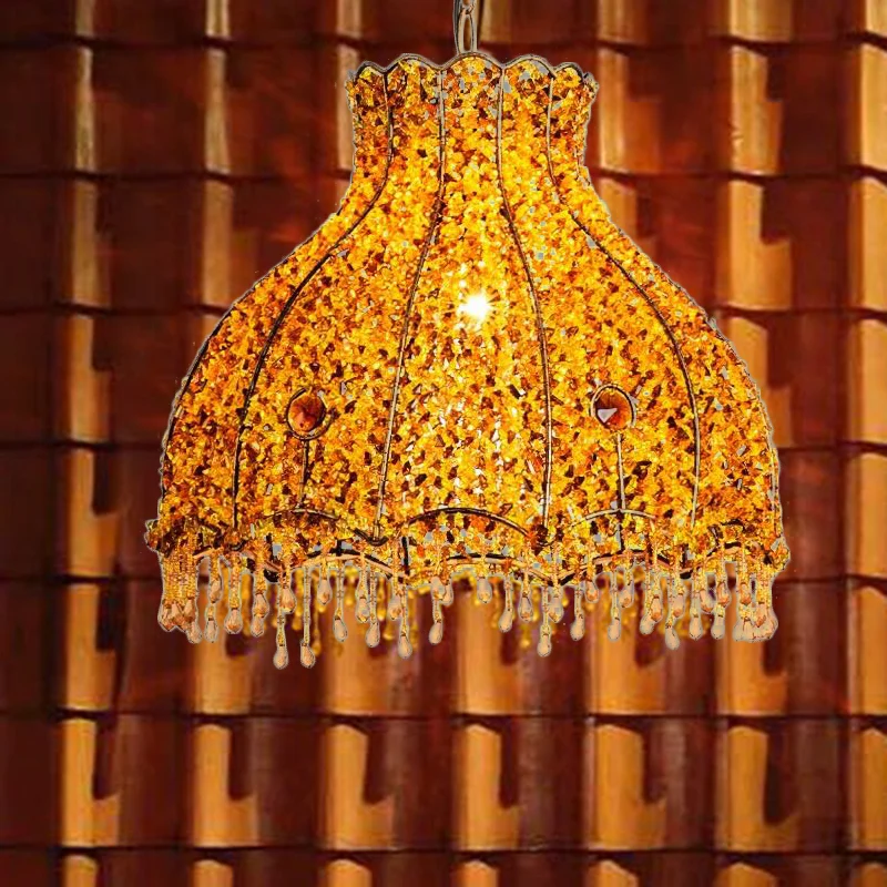 Geschulpte restaurant hanglamp decoratief metaal 1 kop geel hangend plafondlicht Clearhalo