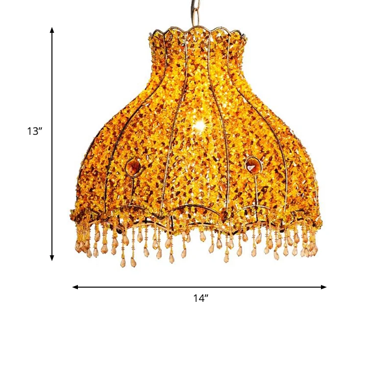 Geschulpte restaurant hanglamp decoratief metaal 1 kop geel hangend plafondlicht Clearhalo