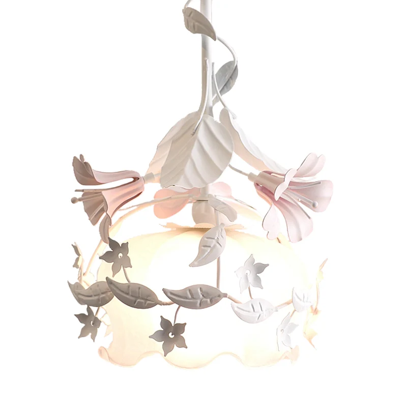 Geschulpte Slaapkamer Hangende Plafondlamp Pastoraal Metaal 1 Lamp Witte Bloem Ophangverlichting Clearhalo