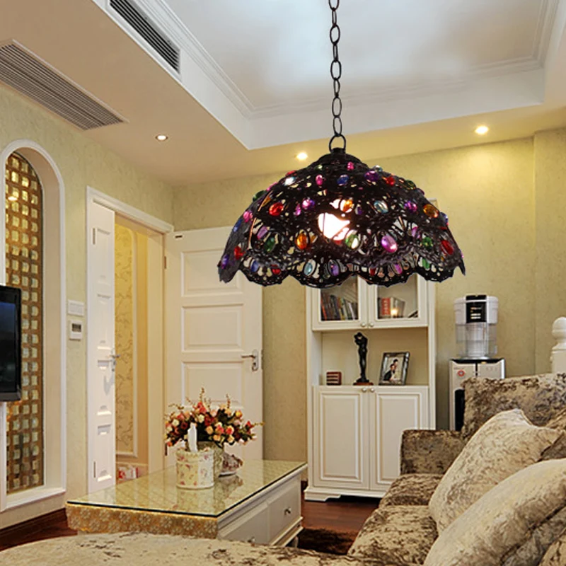 Geschulpte woonkamer hanglamp Decoratief metaal 1 lamp Brons/roest Plafondophanglamp Clearhalo