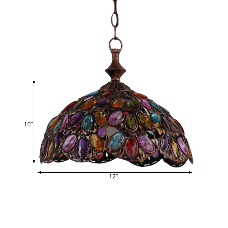 Geschulpte woonkamer hanglamp Decoratief metaal 1 lamp Brons/roest Plafondophanglamp Clearhalo