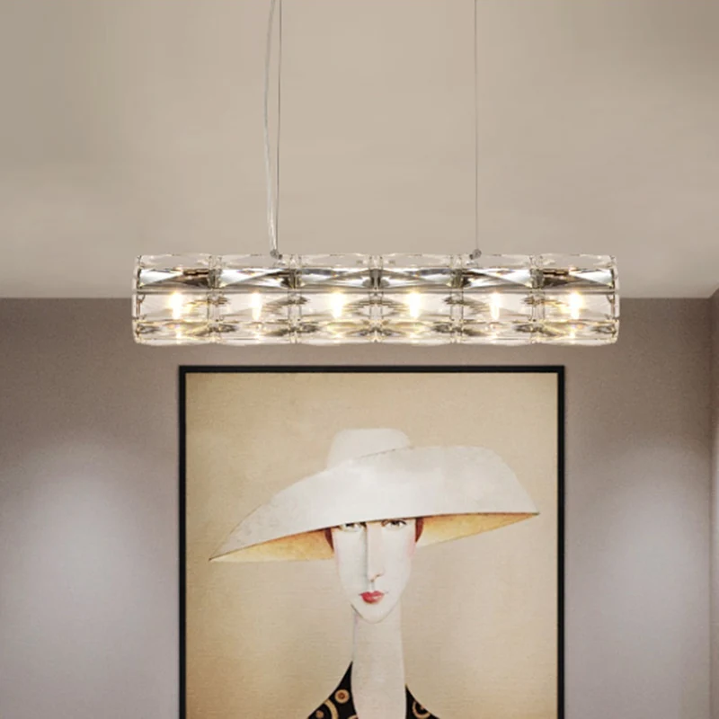 Gesneden helder kristal buis eiland licht modernisme 6/8 lampen hangende verlichtingsarmatuur Clearhalo