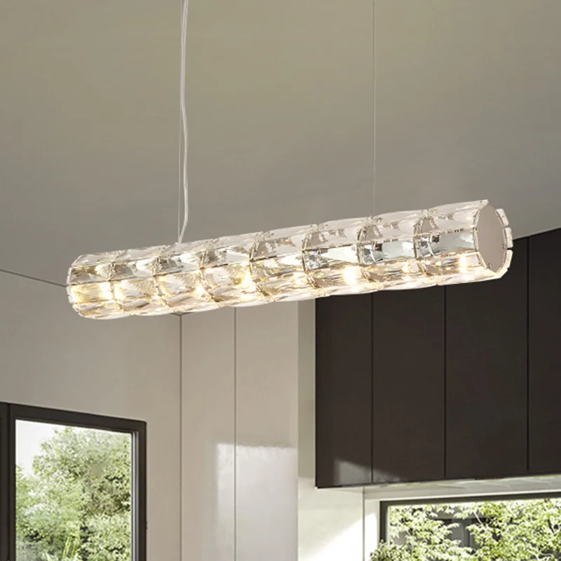 Gesneden helder kristal buis eiland licht modernisme 6/8 lampen hangende verlichtingsarmatuur Clearhalo