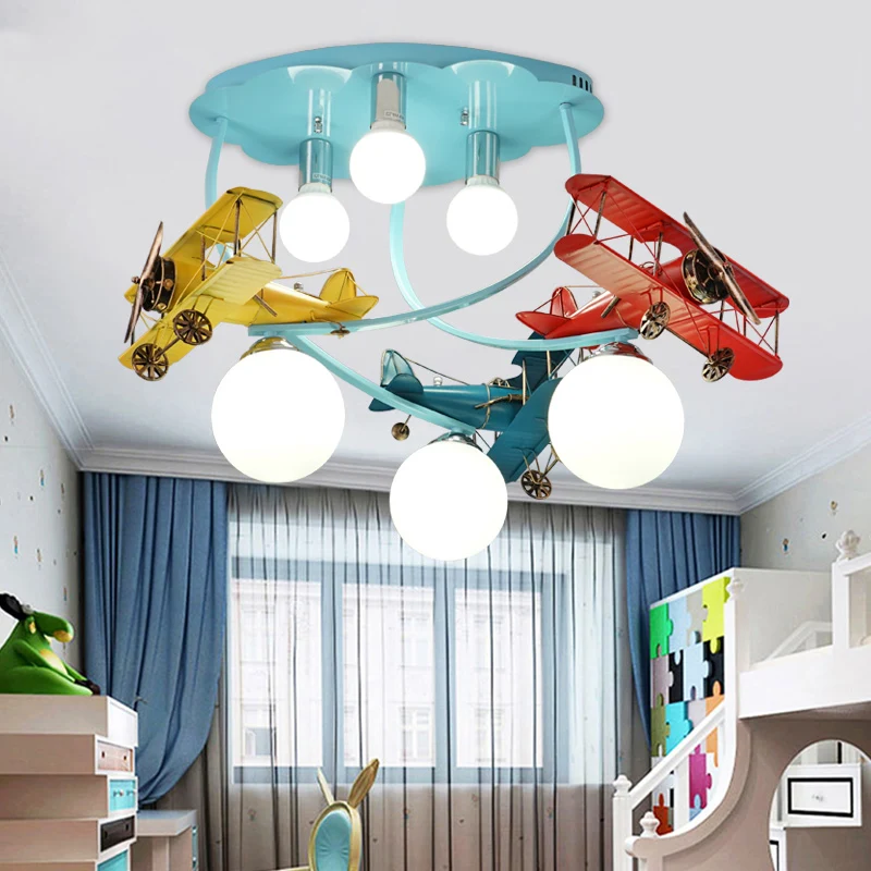 Gevechtsvliegtuig Woonkamer Inbouw Plafondlamp Metalen Cartoon Plafondlamp Blauw Clearhalo