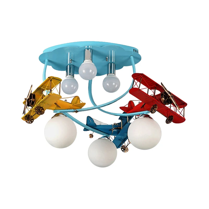 Gevechtsvliegtuig Woonkamer Inbouw Plafondlamp Metalen Cartoon Plafondlamp Blauw Clearhalo