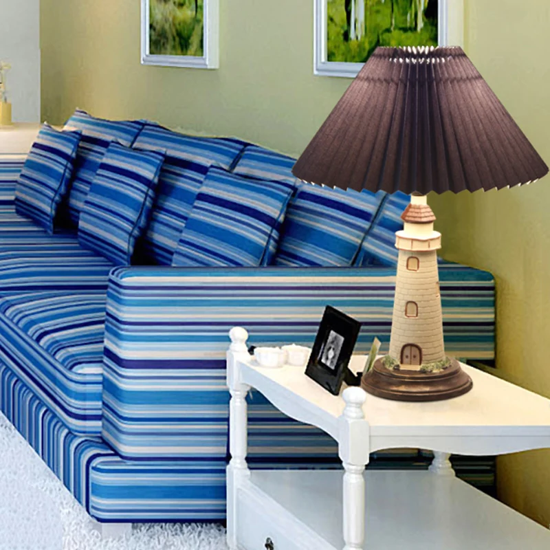 Gevouwen conische tafellamp eigentijdse stijl stof 1 lichtblauw/rode tafellamp met harstorenbasis voor kinderkamer Clearhalo