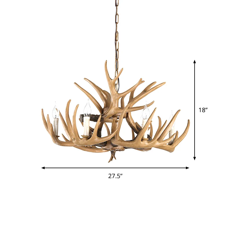 Gewei woonkamer hanglamp traditionele hars 4/6 lampen bruin verstelbare kroonluchter hanglamp Clearhalo