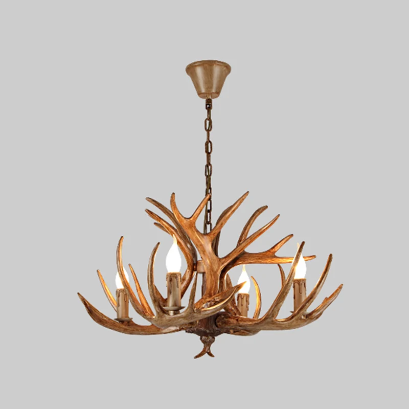 Geweivorm hars kroonluchter licht rustiek restaurant hanglamp bruin Clearhalo