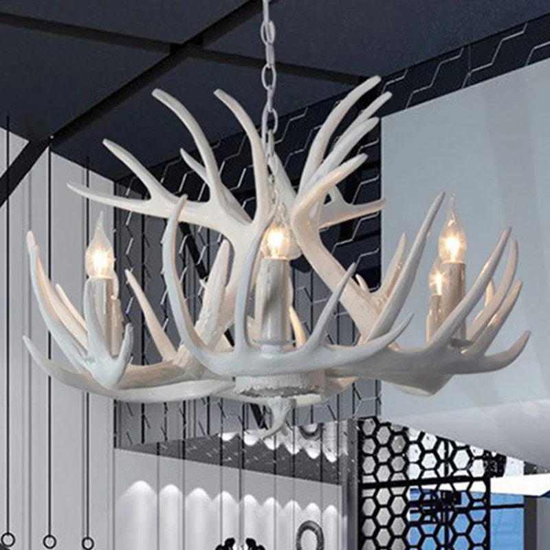 Geweivormige eetkamer kroonluchter verlichting klassieke hars witte hanglamp Clearhalo