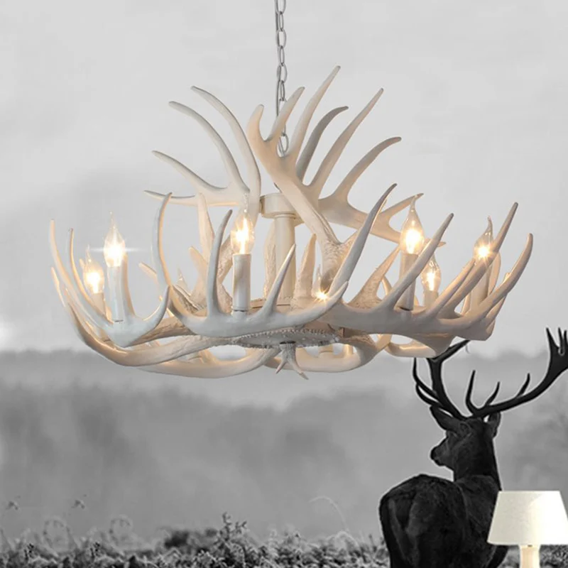 Geweivormige eetkamer kroonluchter verlichting klassieke hars witte hanglamp Clearhalo